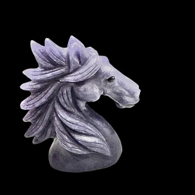 Cabeza de caballo de piedra de vena azul natural | Hecha a mano | Chakra de la garganta | Éxito profesional Foto 1 de 4