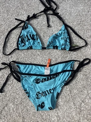 Bikini JUICY COUTURE Turquesa y Negro LEER TALLAS. Top-L, Bottom-S Foto 1 de 4