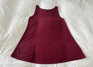 EILEEN FISHER | SZ Small | Cranberry Silk Tunic Tank Top Quiet Luxury Minimalist - Picture 1 of 7