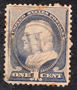US BOLD FANCY CANCEL 1c Definitive 2 Gray Concentric Circles Letter H A5 - Picture 1 of 1