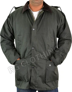 Wasserdichte wattierte Wachsjacke mit Kapuze Jagd Angeln Schießen Landwirtschaft Mantel S-5XL - Bild 1 von 1