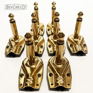 Paquete de 8 - Juego de conectores dorados/negros panqueques ángulo recto de 1/4" - Cables de conexión hágalo usted mismo - Imagen 1 de 12