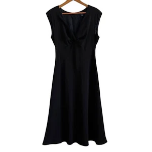 Ralph Lauren Chaps Babydoll Midi Dress sz 10 Black Quiet Luxury Old Money Retro - Picture 1 of 9