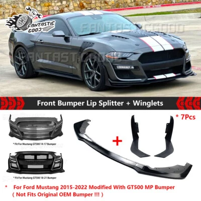 For Ford Mustang GT500 MP Style Bumper 14-21 Front Bumper Lip Splitter + Winglet - Image 1 of 4