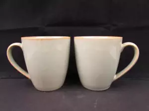 Set of 2 Passion Green by Sango Coffe Mugs All Green Tan Edge b170 - Picture 1 of 3