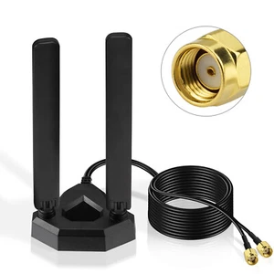 Eightwood High Gain WiFi6e Tri-Band Antenna 6GHz 5GHz 2.4GHz Magnetic RP-SMA 2m - Picture 1 of 15