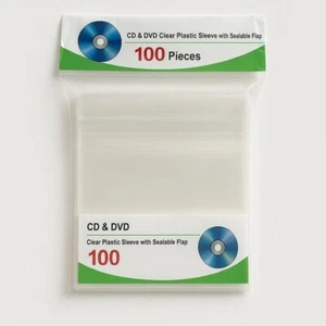 500 CD DVD BLURAY CPP Premium Clear Plastic Sleeve with Sealable Flap 100micron - Picture 1 of 3