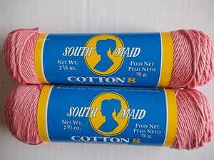 South Maid Coton 8 fils/fils au crochet, 100% coton, corail, lot de 2 - Photo 1 sur 3