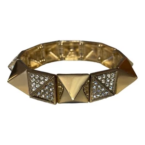 Joan Boyce Rhinestone Pave Bracelet NEW Stretch Orig Box Goldtone Glitzy Holiday - Picture 1 of 5