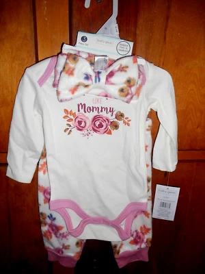 JUEGO DE 3 PIEZAS BABY GEAR 0-3 MESES BODY, PANTALÓN Y DIADEMA BONITO COMO MAMÁ NUEVO CON ETIQUETAS Foto 1 de 4