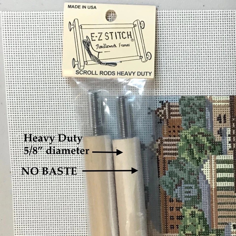 Needlework Scroll Frame E-Z Stitch American Dream 36" pair scroll rods no baste - Image 1 of 1