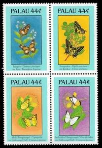 PALAU 186a - Butterflies and Flowers "Se-tenant Block" (pa81049) - Picture 1 of 1