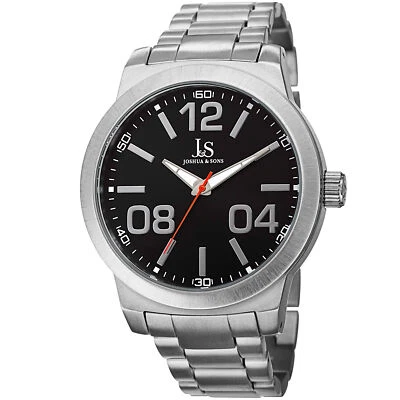 Nuevo Reloj Pulsera Hombre Joshua & Sons JS82SSB Grandes Números Árabes Tono Plateado Foto 1 de 4
