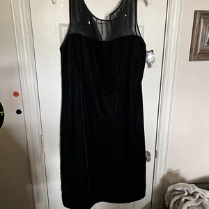 Jaclyn Smith Women's Plus Size 16W Black Velvet SequinNeck Sleeveless Dress NWT - Picture 1 of 11