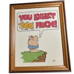 Original Ziggy Vintage Cross-Stitch Framed Wall Art - Humorous Design - Picture 1 of 6