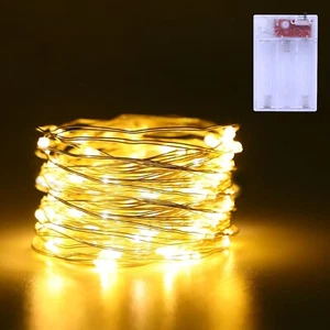 Fairy Lights Battery Operated 1 Pack 16.4Ft 50 LED Silver Copper Wire Twinkle Li - Picture 1 of 8