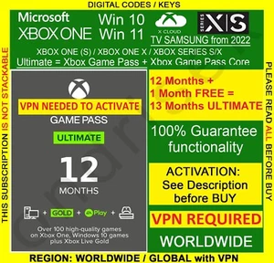 Xbox Game Pass Ultimate 12 Month + Game Pass Core | USA + GLOBAL with VPN - Picture 1 of 11