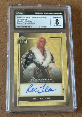 Hoja RIC FLAIR 2024 Super Prismatic Gold # 1/1 FIRMADO Autografiado CGC 8 AUTOMÁTICO 10 Foto 1 de 4