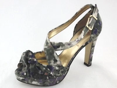 J. Crew каблуки цветочный заглянуть носок насосы зеленый/фиолетовый лодыжки ремень США 7 ЕС 37,5 $295 - Изображение 1 из 4