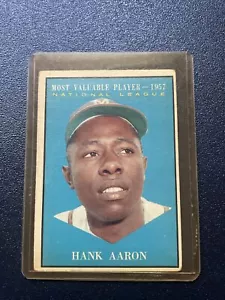 1961 Topps #484 Hank Aaron MVP Milwaukee Braves - Picture 1 of 2