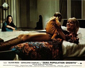 Zero Population Growth original lobby card Diane Cilento on bed with baby