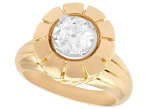 Antique French 1.20 ct Diamond and 18 ct Rose Gold Solitaire Ring - Picture 1 of 12
