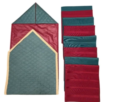 Vintage Quilted Table runner & cloth napkins set 9pcs Christmas linens Handmade - Image 1 of 4