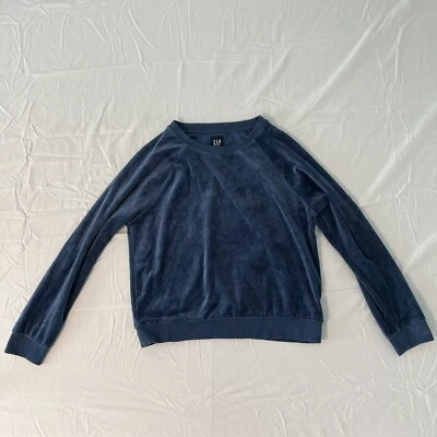 Gap Sweater Sweater Woman Blue Size Extra Small Petite Velour Pullover  - Image 1 of 4