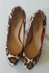Guess Pony Hair Leopard Printed shoe with red patent leather heels - Picture 1 of 6
