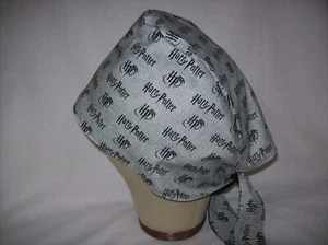 Men/Women Surgical Scrub Cap Lined HP Grey and Black 100% Cotton - Picture 1 of 4