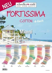 Sockenwolle Fortissima Miami 6 Knäuel 4fädig 100 gr 462 yds 76%cot 14% nyl 10% poly - Bild 1 von 2