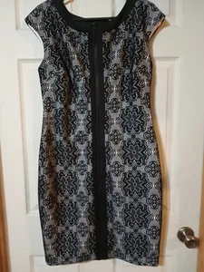 Jax Black Laced Front Zipper Evening Dress Size 10 - Picture 1 of 4
