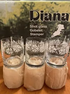 Vintage BORO CRYSTAL Diana Set Of 6 Shot Glass Tumbler Etched Flowers NEW Czech - Picture 1 of 8