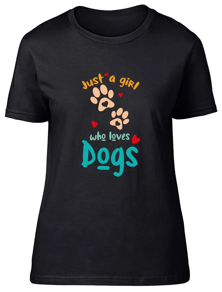 BABY ORIGINALS Girl Who Loves Dogs Women T-Shirt Doggie Puppy Pet Puppies Doggo Ladies Gift Tee
