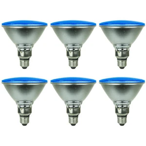 Sunlite 6Pk Blue LED PAR38 Reflector Light Bulb, 6W, Medium Base, Dimmable - Picture 1 of 5