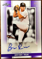 2019 Leaf Perfect Game National Showcase Purple 1/1 Brayden Rowe #BA-BR1 Auto