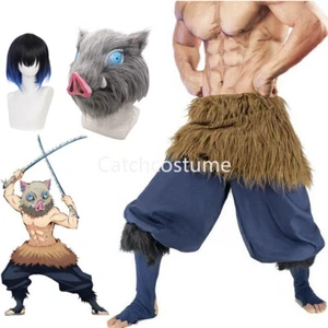 Demon Slayer Kimetsu no Yaiba Hashibira Inosuke Cosplay Costume Mask Wigs Outfit - Picture 1 of 16