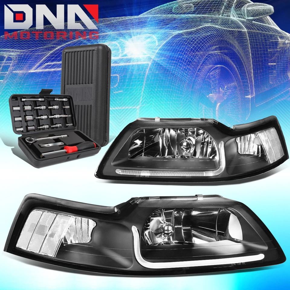 PARA FORD MUSTANG 1999-2004 LED DRL BARRA L NEGRO/SEÑAL CLARA FAROS + HERRAMIENTAS Foto 1 de 4