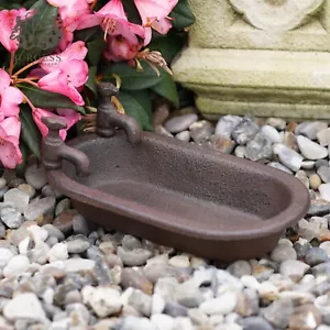 Cast Iron Bath Tub Bird Feeder | Vintage Home Garden Ornament Statue Outdoor - Picture 1 of 2