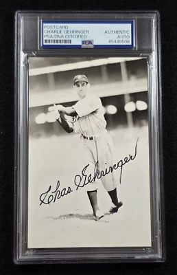 CHARLES GEHRINGER Signed Real Photo Postcard-HOF-DETROIT-TIGERS-PSA - Image 1 of 4