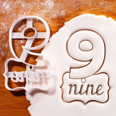 Cortador de galletas número 9 - noveno cumpleaños 9 aniversario nueve hitos fiesta Foto 1 de 4