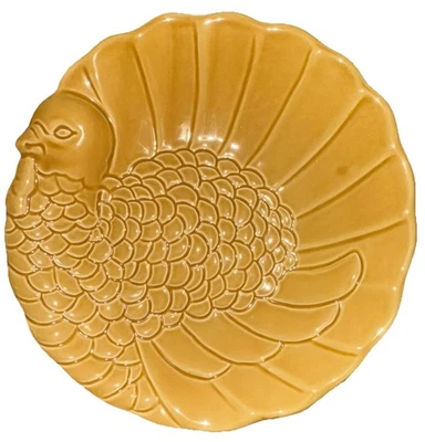Plato de postre Pottery Barn esculpido pavo aperitivo 7” marrón claro bronceado dorado usado en excelente estado Foto 1 de 4