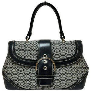 Coach Soho Mini Signature Top Handle Bag Black Leather Canvas Used From Japan - Bild 1 von 10