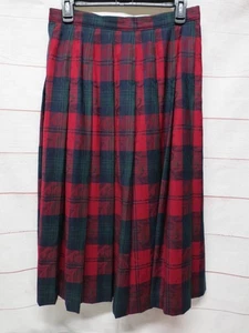 Pendleton 100% Lana Rojo Verde Azul Falda Plisada a Cuadros Brocado Talla 12 - Imagen 1 de 6
