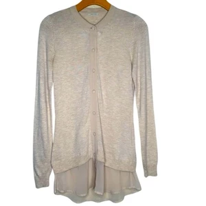 Cardigan maglione Intimissimi misto angora con orlo in chiffon e volant beige taglia small - Foto 1 di 9