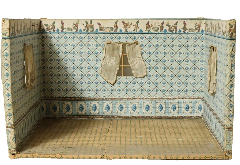 Altes Puppenstube Gehäuse Puppenküche Gründerzeit 1900 Puppenhaus 56x42cm Zwerge - Bild 1 von 4