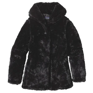 Patagonia Black Chenille Pelage High Pile Fleece Collared Jacket Girls sz L / 12 - Picture 1 of 9
