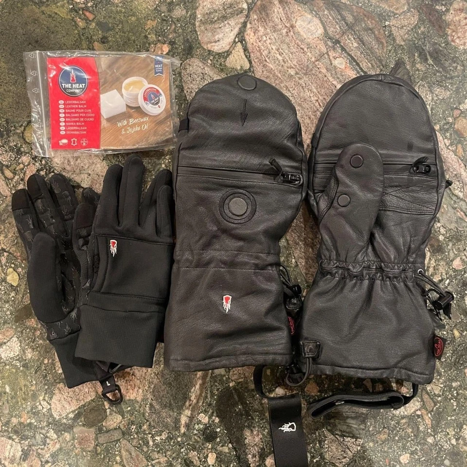 The Heat Company 全皮革外壳 + 美利奴羊毛衬里 | 黑色 | 尺码 10-11 — 第 1/4 张图片