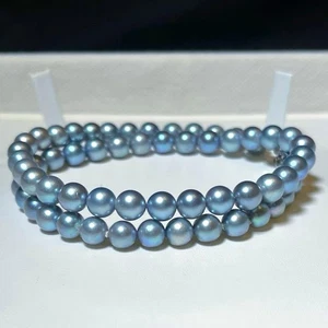 Akoya Pearl Necklace Silver Light Blue 5.5–6.0mm From Japan - Picture 1 of 24