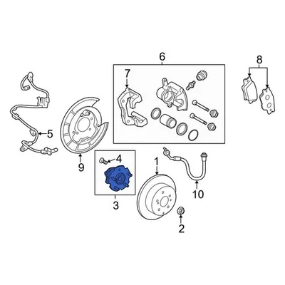For Toyota RAV4 06-18 Toyota 424100R010 Rear Right Wheel Bearing & Hub Assembly Foto 1 de 3